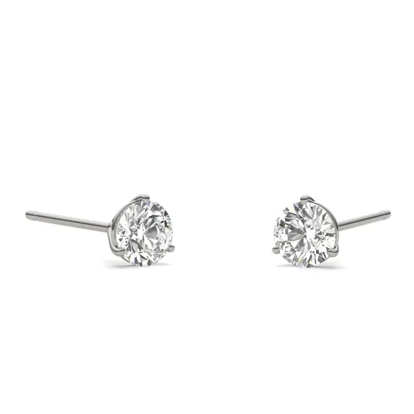 Round Brilliant Three-Prong Martini Stud