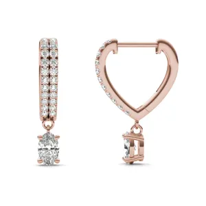 Angled Oval Drop Huggie Earrings image, 