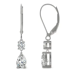 Two Stone Leverback Drop Earrings