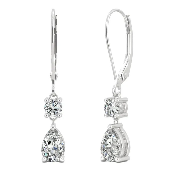 Two Stone Leverback Drop Earrings