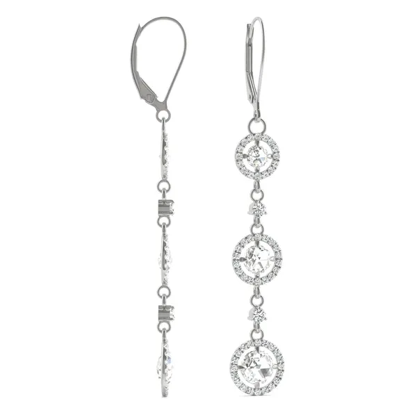 Triple Tier Halo Drop Earrings