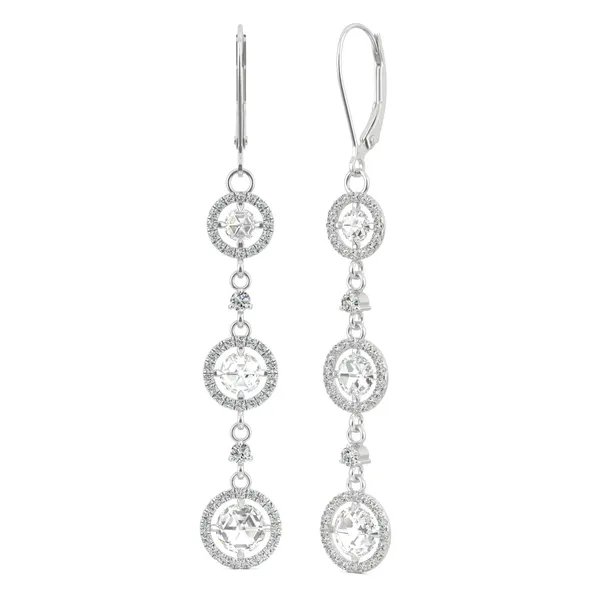 Triple Tier Halo Drop Earrings