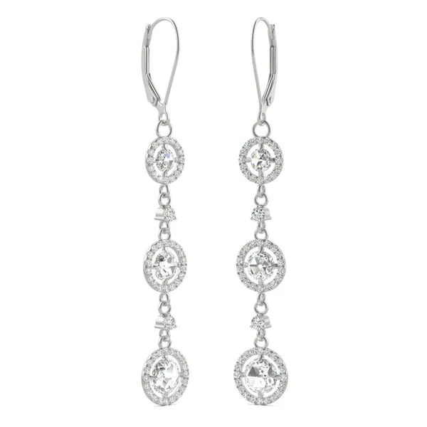 Triple Tier Halo Drop Earrings