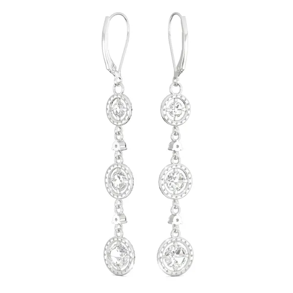 Triple Tier Halo Drop Earrings