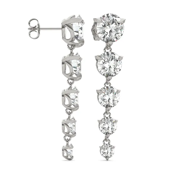 Round Brilliant Five-Stone Graduated Drop Earrings