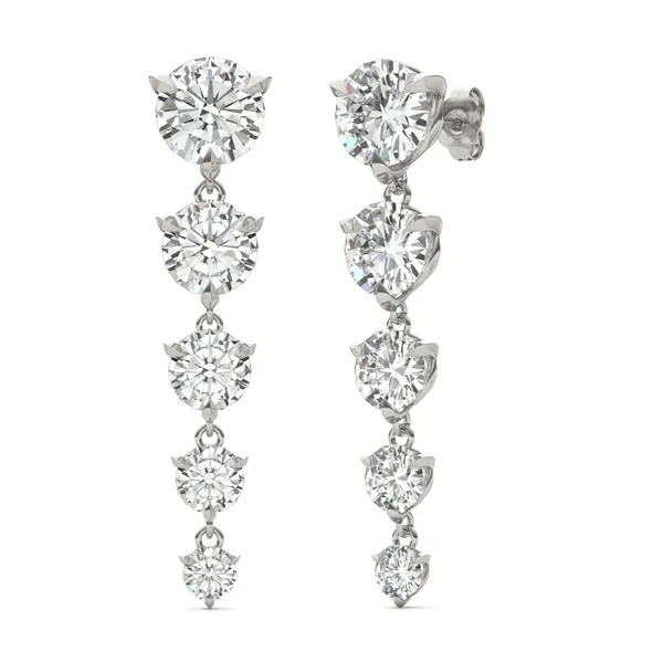 Round Brilliant Five-Stone Graduated Drop Earrings