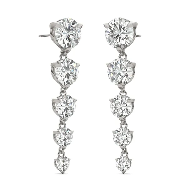 Round Brilliant Five-Stone Graduated Drop Earrings