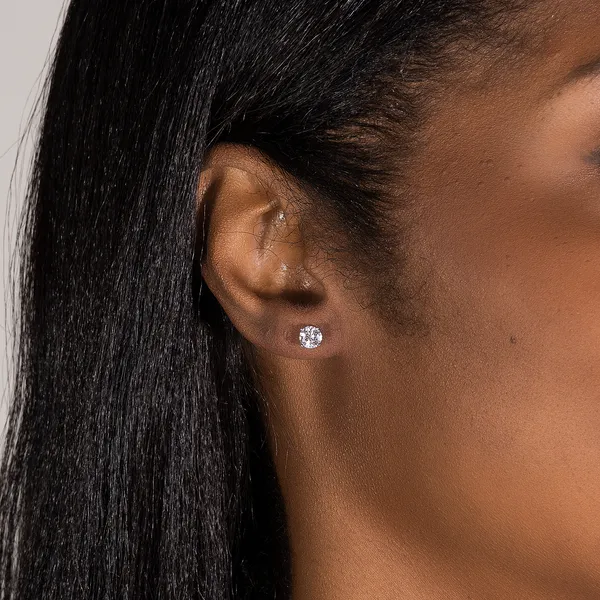 Round Brilliant Four-Prong Basket Stud