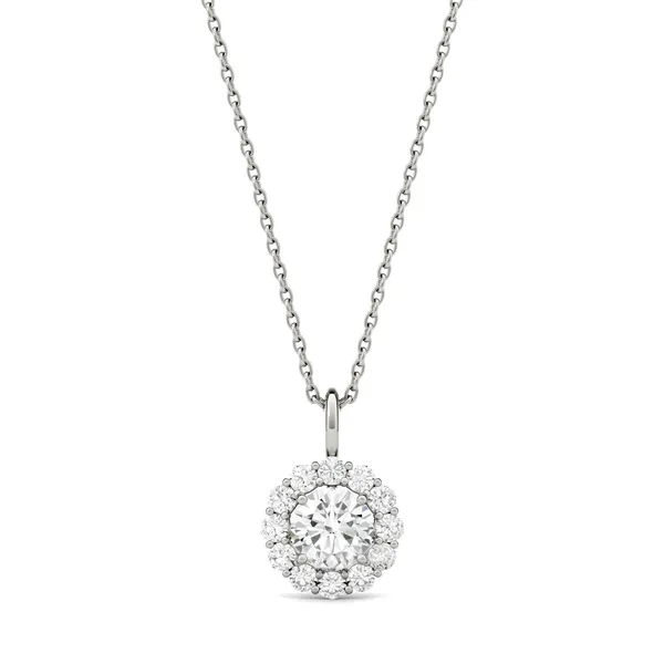 Round Brilliant Single Bail Halo Pendant