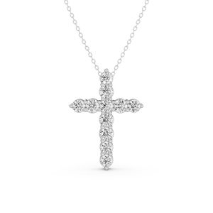 Round Shared Prong Cross Pendant
