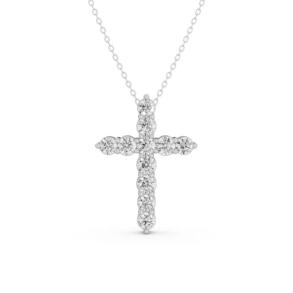 Round Shared Prong Cross Pendant