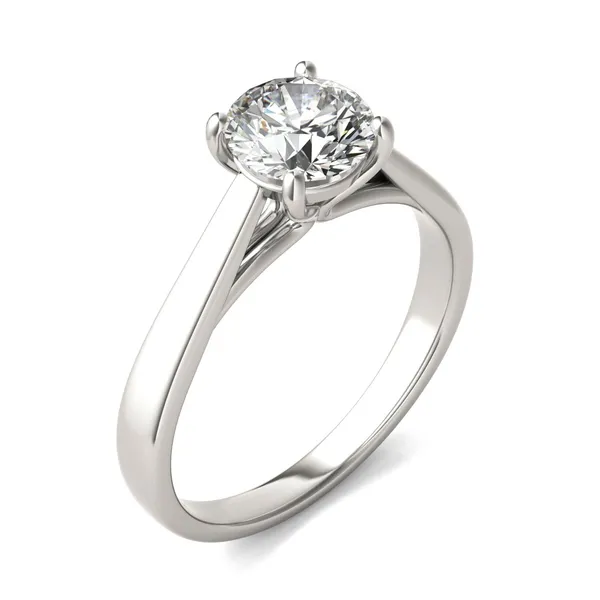 Round Brilliant Tapered Cathedral Solitaire