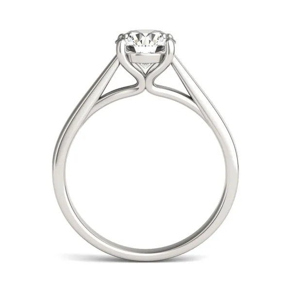 Round Brilliant Tapered Cathedral Solitaire