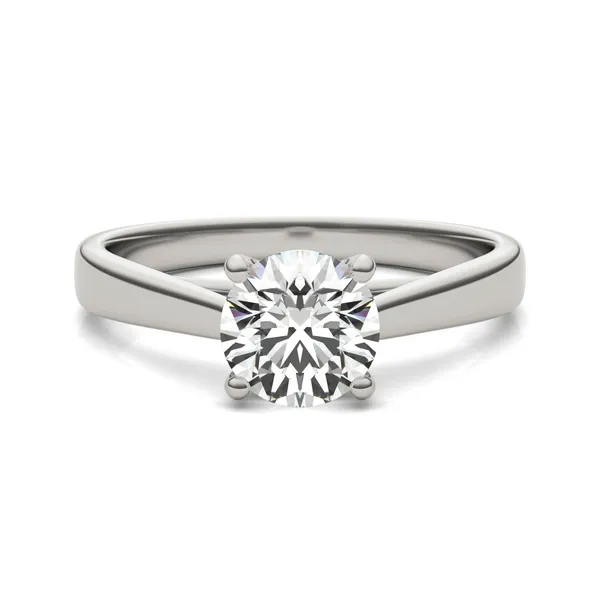 Round Brilliant Tapered Cathedral Solitaire