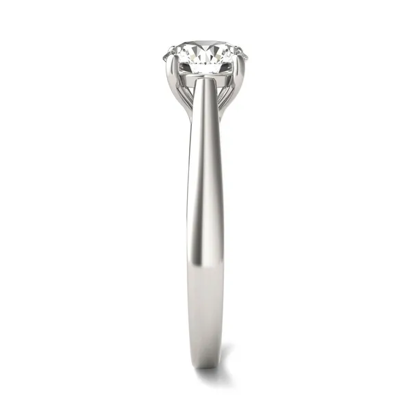 Round Brilliant Tapered Cathedral Solitaire