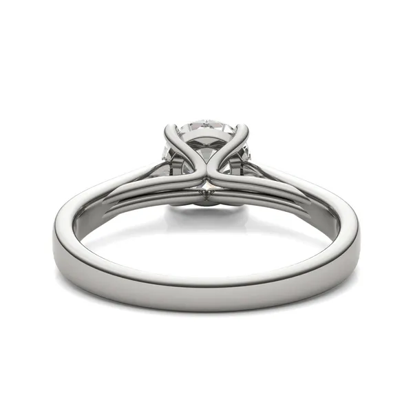Round Brilliant Tapered Cathedral Solitaire