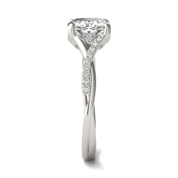 Cushion Hearts & Arrows Signature Twisted Side-Stone Engagement Ring