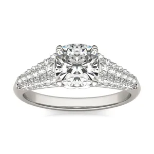 Cushion Signature Pavé Side-Stone Engagement Ring image, 