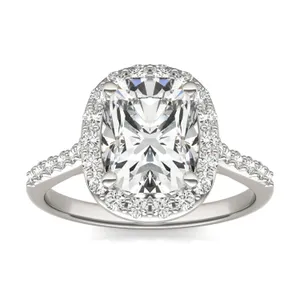 Elongated Cushion Signature Accented Halo Engagement Ring image, Elongated Cushion Signature Accented Halo Engagement Ring