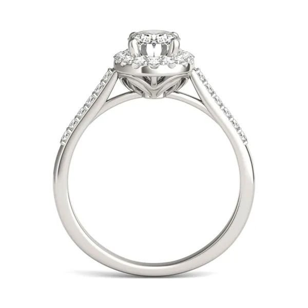 Oval Signature Accented Halo Engagement Ring