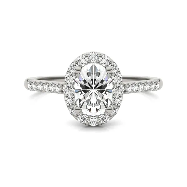 Oval Signature Accented Halo Engagement Ring