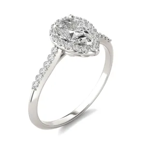 Pear Signature Accented Halo Engagement Ring image, Pear Signature Accented Halo Engagement Ring