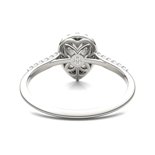 Pear Signature Accented Halo Engagement Ring