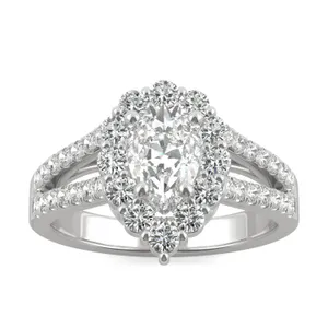 Pear Signature Split Shank Accented Halo Engagement Ring image, Pear Signature Split Shank Accented Halo Engagement Ring