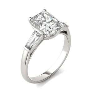Radiant Signature Tapered Baguette Three-Stone Engagement Ring image, Radiant Signature Tapered Baguette Three-Stone Engagement Ring
