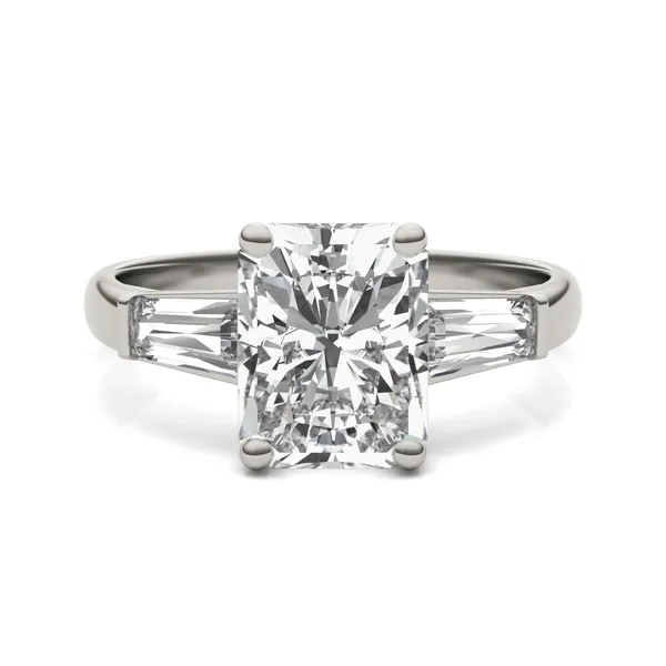 Radiant Signature Tapered Baguette Three-Stone Engagement Ring