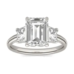 Emerald Signature Trapazoid Three-Stone Engagement Ring image, Emerald Signature Trapazoid Three-Stone Engagement Ring