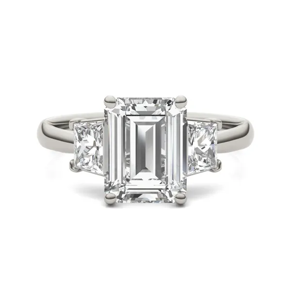 Emerald Signature Trapazoid Three-Stone Engagement Ring