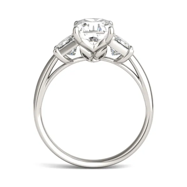 Radiant Signature Trapazoid Three-Stone Engagement Ring