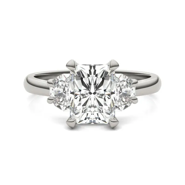 Radiant Luxe Half Moon Three-Stone Engagement Ring