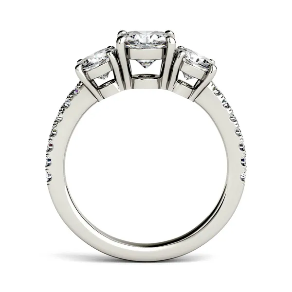Cushion Trinity Accented Three-Stone Engagement Ring