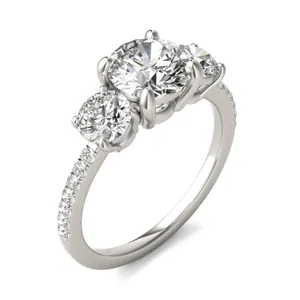 Round Brilliant Trinity Accented Three-Stone Engagement Ring image, Round Brilliant Trinity Accented Three-Stone Engagement Ring