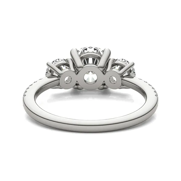 Round Brilliant Trinity Accented Three-Stone Engagement Ring