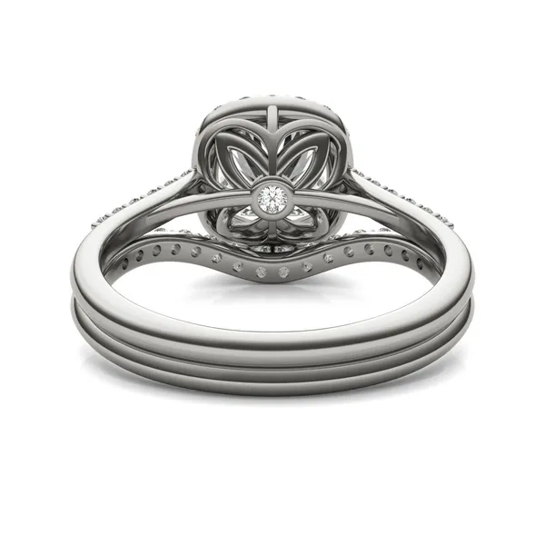 Cushion Signature Accented Halo Bridal Set