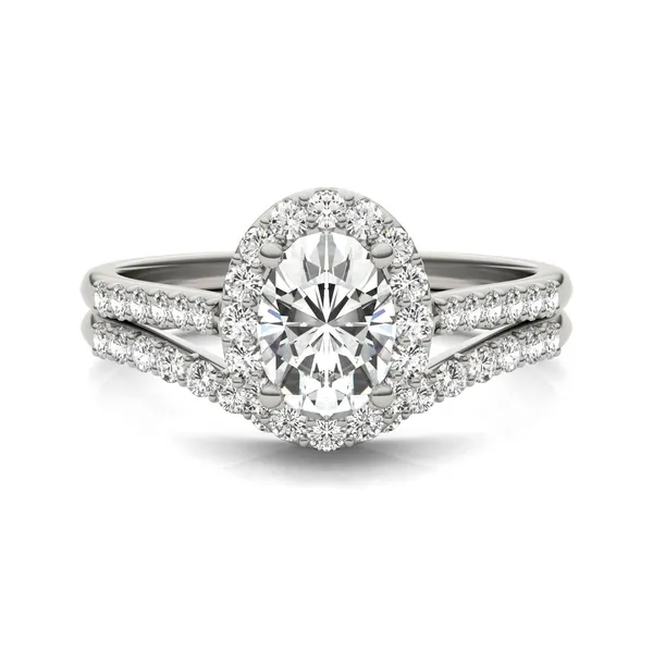 Oval Signature Accented Halo Bridal Set
