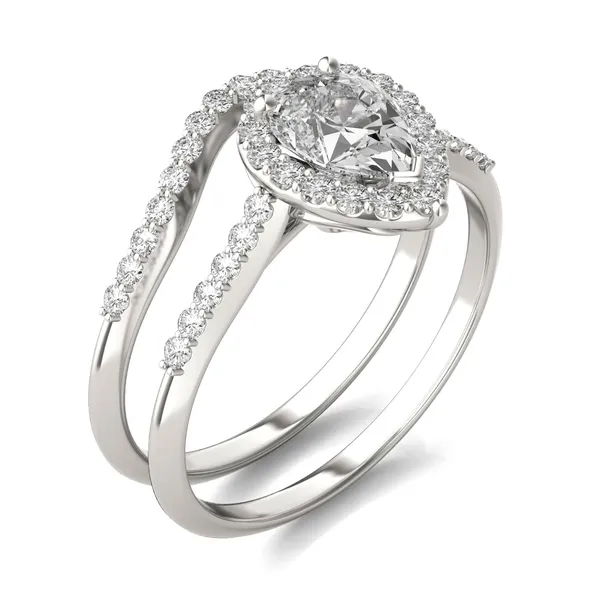 Pear Signature Accented Halo Bridal Set image, Pear Signature Accented Halo Bridal Set