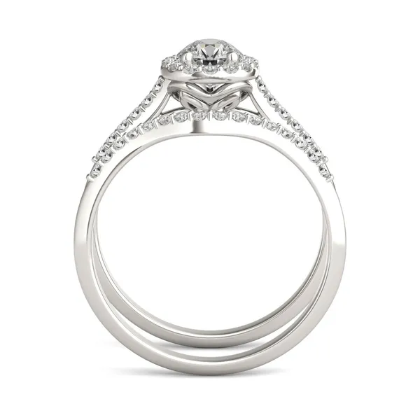 Pear Signature Accented Halo Bridal Set