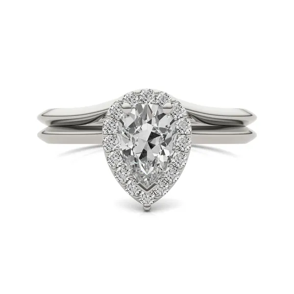Pear Signature Halo Bridal Set