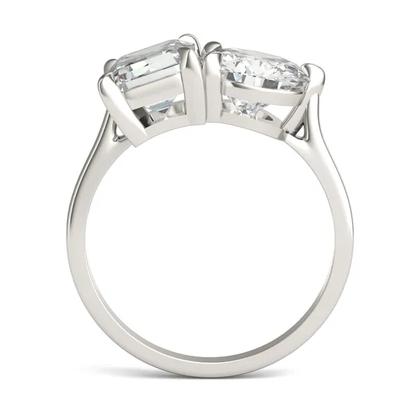 Round Brilliant and Emerald Toi et Moi Engagement Ring