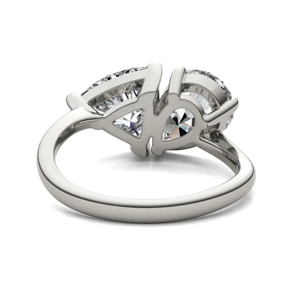 Pear and Trillion Curved Band Toi et Moi Engagement Ring