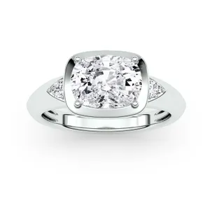 Elongated Oval Bezel Illusion Three-Stone Ring image, 