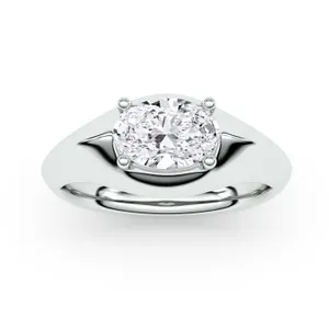 Elongated Cushion Elara East-West Solitaire Ring image, 
