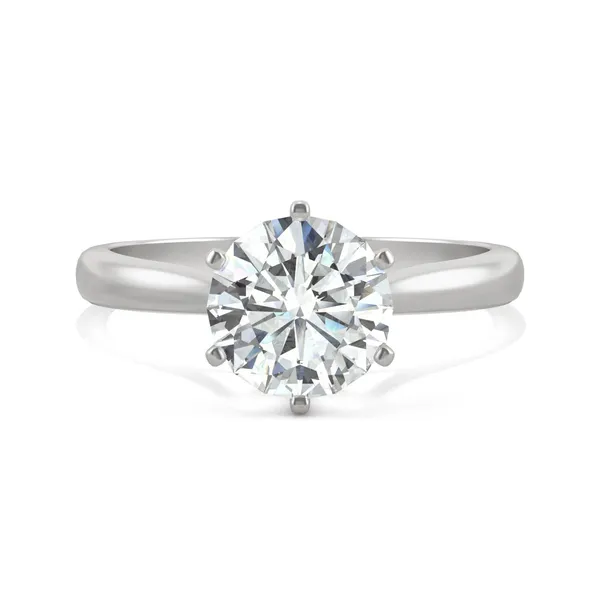 1.50 CTW DEW Round HOLYCOME Moissanite Solitaire Six Prong Fashion Ring in 14K White Gold