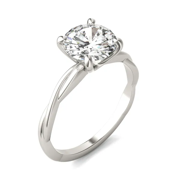 1.90 CTW DEW Round HOLYCOME Moissanite Twist Solitaire Ring in 14K White Gold
