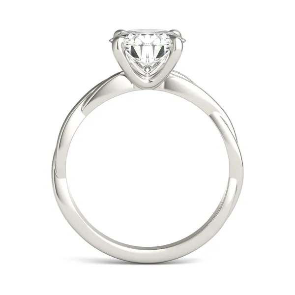 1.90 CTW DEW Round HOLYCOME Moissanite Twist Solitaire Ring in 14K White Gold