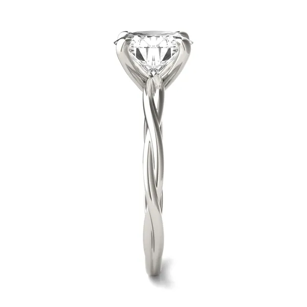 1.90 CTW DEW Round HOLYCOME Moissanite Twist Solitaire Ring in 14K White Gold